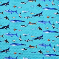 9846/キルト/海の生き物とライトブルー